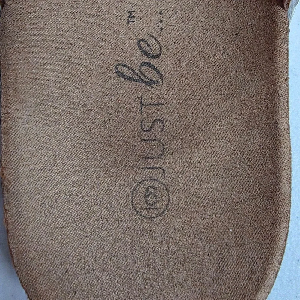 Just Be Rainbow Glitter Star Slides Sandals Size 6 Cork Footbed Buckle